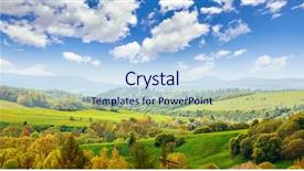  Presentation with summer trees - Colorful presentation design enhanced with landscape in carpathians mountains ukraine backdrop and a sky blue colored foreground