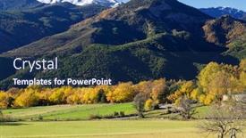  Presentation with landscape - Presentation having landscape in oncins pyrenees huesca aragon spain background and a navy blue colored foreground