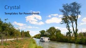  Presentation with canal - PPT layouts consisting of landscape-in-the-french-aude background and a light blue colored foreground