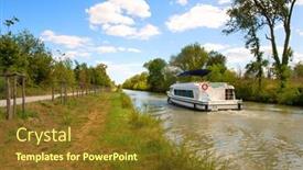  Presentation with canal - Amazing presentation design having landscape-in-the-french-aude backdrop and a tawny brown colored foreground