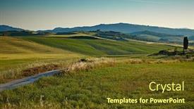  Presentation with tuscany - Presentation theme with landscape in tuscany at sunset in summer background and a tawny brown colored foreground