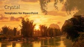  Presentation with china - Presentation theme consisting of landscape-in-yangshuo-guilin-china background and a yellow colored foreground