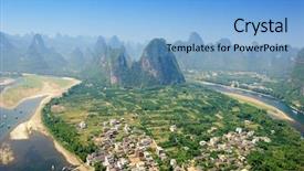  Presentation with japan beautiful landscape mountain fuji - Presentation having landscape in yangshuo guilin china background and a light blue colored foreground