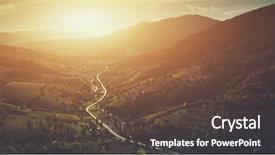  Presentation with nature countryside - Beautiful PPT theme featuring landscape majestic coniferous evergreen forest backdrop and a tawny brown colored foreground