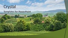  Presentation with vineyard - Presentation theme consisting of francais - vineyard landscape montagne de reims background and a light blue colored foreground