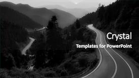  Presentation with black road - Audience pleasing presentation theme consisting of landscape mountain winding road backdrop and a dark gray colored foreground