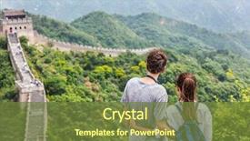  Presentation with china travel - PPT layouts enhanced with landscape near beijing city asia background and a tawny brown colored foreground