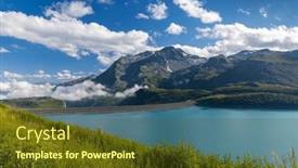  Presentation with lac - Theme having landscape-near-lac-du-mont background and a tawny brown colored foreground