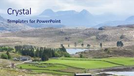  Presentation with landscape - Colorful presentation enhanced with landscape near loch ewe highlands scotland backdrop and a sky blue colored foreground