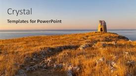  Presentation with landscape - Presentation theme consisting of landscape-near-torre-sant-emiliano background and a light blue colored foreground