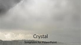  Presentation with light rays - Amazing slides having landscape of a beach in early morning light with fog marine layer and haze and dramatic sky and rays of sun above backdrop and a light gray colored foreground