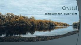  Presentation with nature river - PPT theme featuring landscape-of-a-beautiful-orange and a sky blue colored foreground