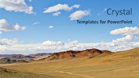  Presentation with mongolia - Colorful presentation theme enhanced with landscape-of-a-road-through backdrop and a light blue colored foreground