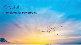  Presentation with sunset - Presentation design with landscape-of-a-sky background and a cyan colored foreground