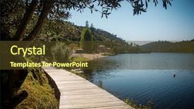  Presentation with river - Slide set having landscape of alamal fluvial beach background and a tawny brown colored foreground