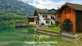  Presentation with landscape - Presentation consisting of landscape-of-attersee-lake and a tawny brown colored foreground