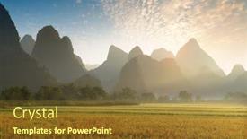  Presentation with china - Presentation theme with landscape-of-bama-in-guangxi background and a tawny brown colored foreground