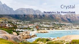  Presentation with cape town - Slides featuring landscape-of-beautiful-camps-bay background and a sky blue colored foreground