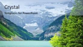  Presentation with beautiful mountains river lake sky nature - Presentation theme enhanced with landscape of beautiful lake louise background and a light blue colored foreground