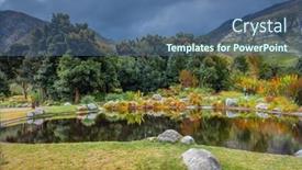  Presentation with botanical garden - Slides with landscape-of-beautiful-lake-over background and a ocean colored foreground