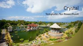  Presentation with bali - Cool new presentation theme with landscape of beautiful taman ujung water palace at east bali backdrop and a light blue colored foreground