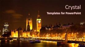  Presentation with landscape - Slide set featuring landscape-of-big-ben-along background and a wine colored foreground