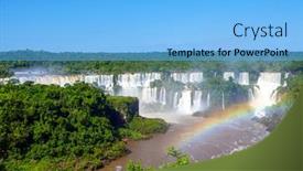  Presentation with iguacu - Beautiful slide deck featuring landscape-of-big-waterfalls backdrop and a light blue colored foreground
