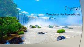  Presentation with iguacu - PPT theme with landscape-of-big-waterfalls background and a cyan colored foreground