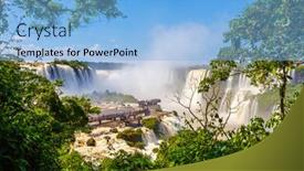  Presentation with waterfalls - Slide set featuring landscape-of-big-waterfalls background and a light blue colored foreground