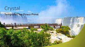  Presentation with iguacu - PPT theme enhanced with landscape-of-big-waterfalls background and a light blue colored foreground