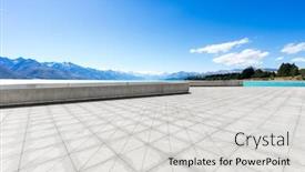  Presentation with sea floor - Amazing slide set having landscape of blue sea from empty brick floor backdrop and a light gray colored foreground