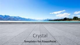  Presentation with sea floor - Slide set having landscape of blue sea from empty brick floor background and a light gray colored foreground