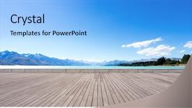  Presentation with sea floor - Amazing PPT theme having landscape of blue sea from empty wooden floor backdrop and a light blue colored foreground