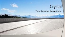  Presentation with sea floor - PPT theme having landscape of blue sea from empty brick floor background and a light blue colored foreground