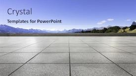  Presentation with sea floor - Presentation theme consisting of landscape of blue sea from empty brick floor background and a light blue colored foreground