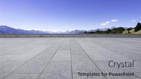  Presentation with sea floor - Presentation design with landscape of blue sea from empty brick floor background and a light gray colored foreground