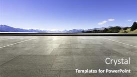  Presentation with sea floor - Presentation theme with landscape of blue sea from empty brick floor background and a gray colored foreground