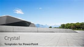  Presentation with sea floor - Colorful slide deck enhanced with landscape of blue sea from empty brick floor backdrop and a light gray colored foreground