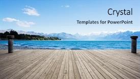  Presentation with sea floor - Beautiful slide set featuring landscape of blue sea from empty wooden floor backdrop and a light blue colored foreground