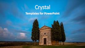  Presentation with tuscany - Slides consisting of landscape of chapel of madonna background and a teal colored foreground