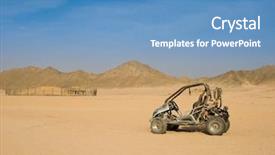  Presentation with landscape desert - PPT theme consisting of landscape of desert and buggy background and a teal colored foreground