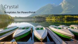  Presentation with boats - Slide set consisting of landscape-of-early-morning-near background and a light blue colored foreground