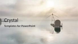  Presentation with asia - Slide deck enhanced with landscape of famous sun moon lake in the morning with a boat and mist in taiwan asia background and a soft green colored foreground