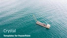  Presentation with fishing boat - Presentation having landscape-of-fishing-boat-over background and a ocean colored foreground