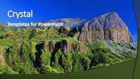  Presentation with flores de mayo - Presentation design with landscape of flores island azores background and a cobalt blue colored foreground