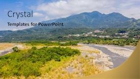  Presentation with golden - Colorful PPT layouts enhanced with landscape-of-golden-miscanthus backdrop and a light blue colored foreground