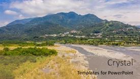  Presentation with golden - Theme having landscape-of-golden-miscanthus background and a coral colored foreground