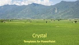  Presentation with green agriculture farm - PPT theme having landscape of green paddy farm background and a  colored foreground