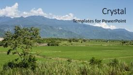  Presentation with farm - Presentation design featuring landscape of green paddy farm background and a  colored foreground