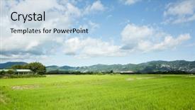  Presentation with crop - Beautiful PPT theme featuring landscape of green paddy farm backdrop and a  colored foreground